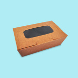 Картонени кутии за храна с капак и прозорец 14/8/5 cm, кафяв/черен 0