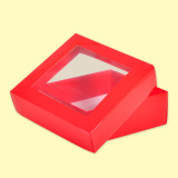 Подаръчна кутия с капак 22x22/8, червена с прозорец 0