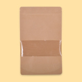 Стоящ хартиен плик с цип 11х18,5+(2х3,5), Кафяв с прозорец 0